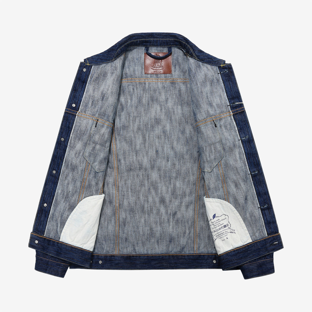 Pure Blue Japan 6226-L 14.5oz Waterfall Denim Type 3 Jacket Light Indigo Made in Japan Selvedge Denim Jacket Open View