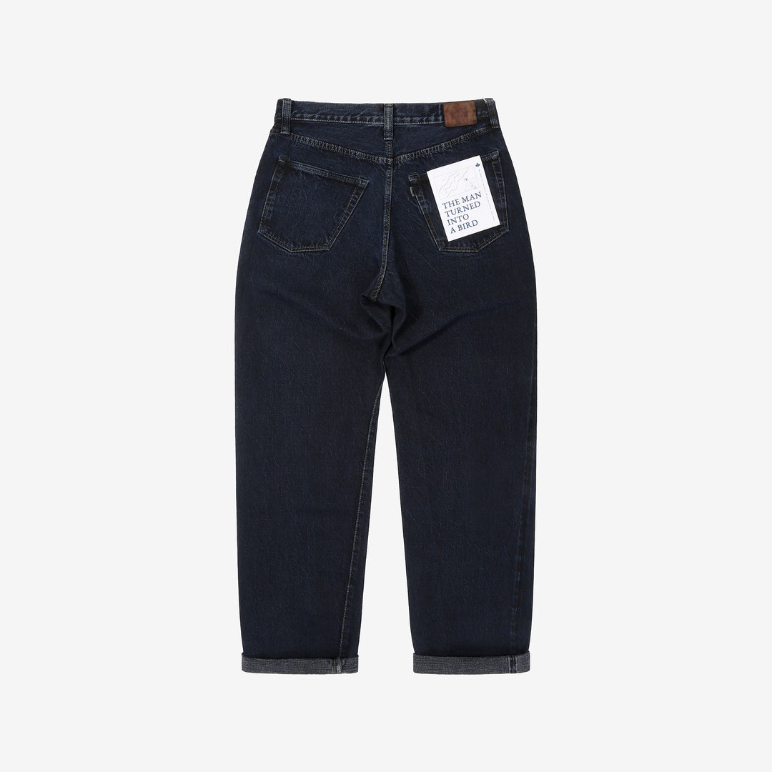 Omoto Denim 0815BCH 13.5oz Selvedge Sumi Overdyed Denim - Wide Straight Fit Made in Japan - Back View