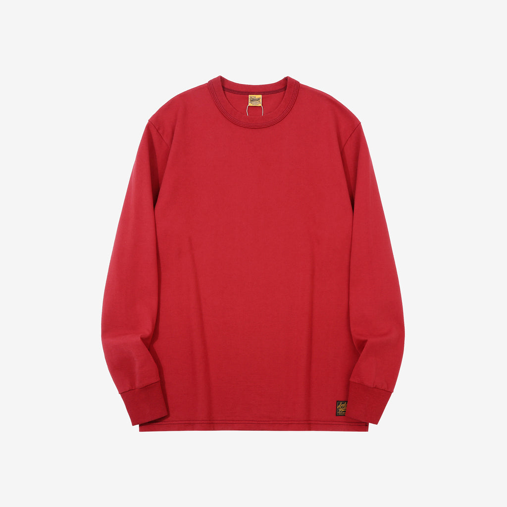 Deluxeware SDTL-00 10.5oz loopwheeled long sleeve t-shirt made in Japan heavyweight crew neck red