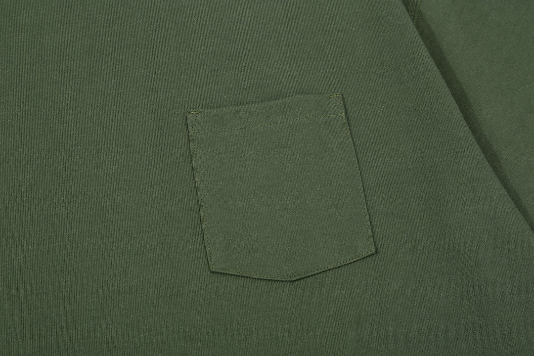 Boncoura High Density Heavyweight Pocket T-Shirt Made in Japan Olive Pocket