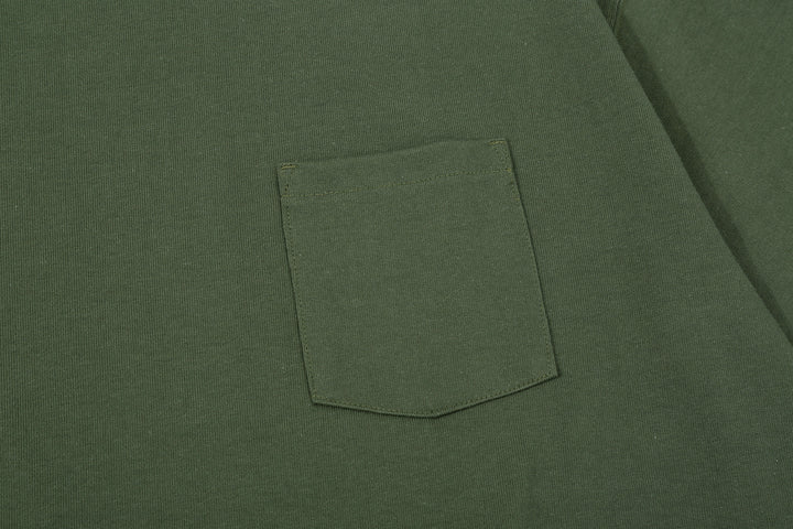 Boncoura High Density Heavyweight Pocket T-Shirt Made in Japan Olive Pocket