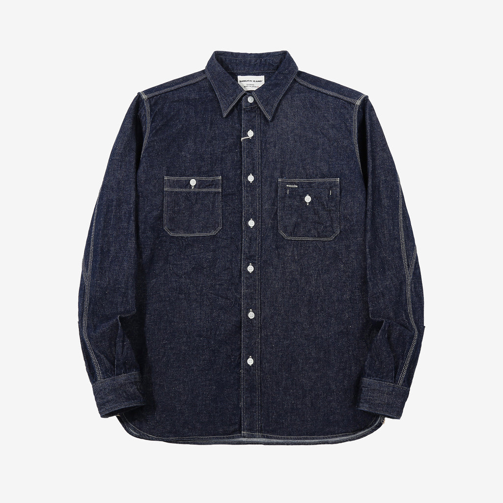 Samurai Jeans SJWS-SC02W 10oz selvedge denim work shirt front view