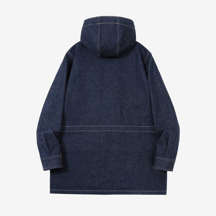 WASEW WSW-25S-001 10oz jelt denim mountain parka hooded jacket made in Japan lightweight denim outerwear back view