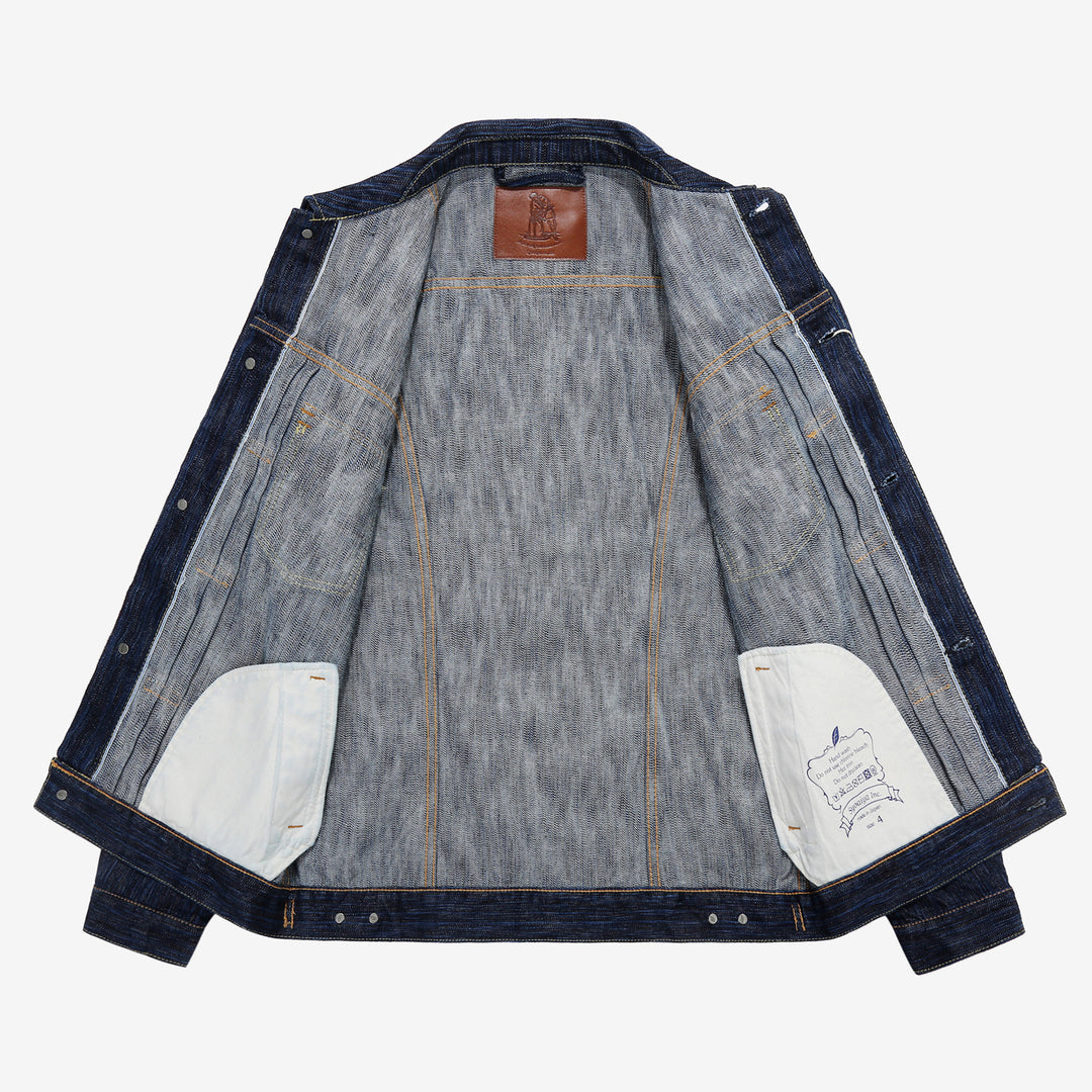 Pure Blue Japan 6225-D 14.5oz Waterfall Denim Type 2 Jacket - Dark Indigo Open View