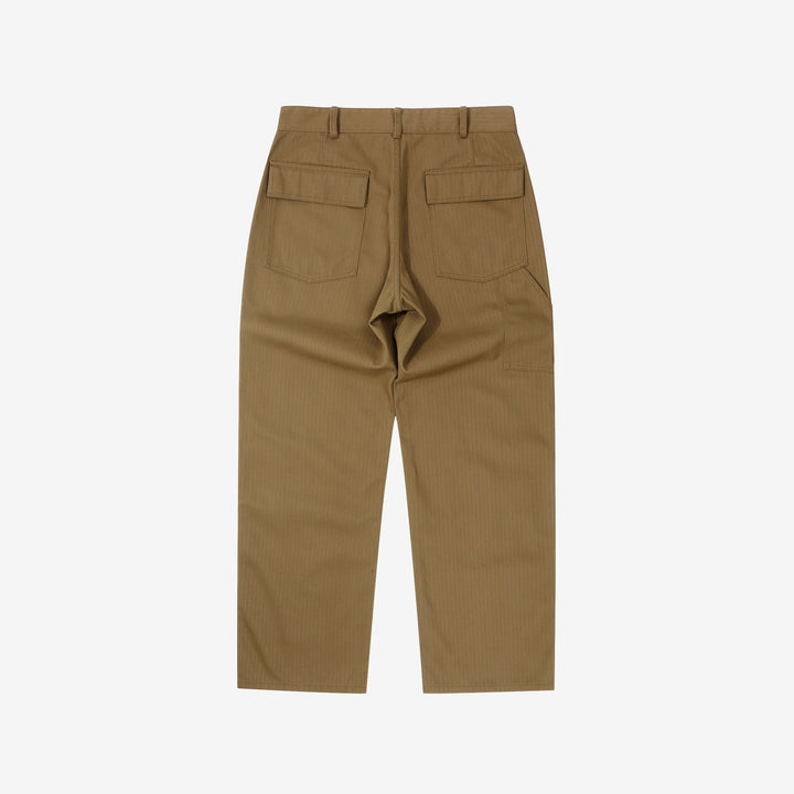 WASEW WSW-25A-011 herringbone twill mechanical pants coyote made in Japan straight fit work pants back view