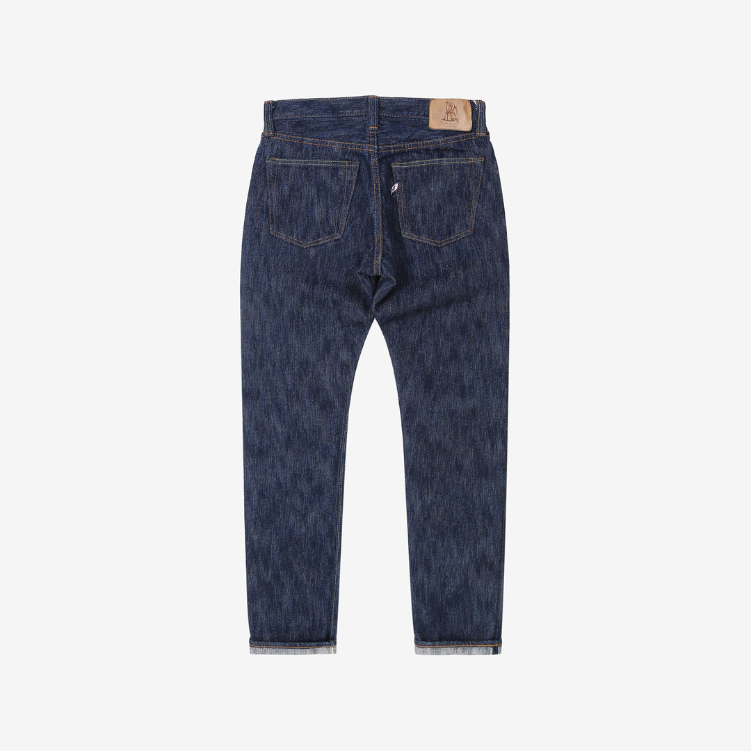Pure Blue Japan kasuri indigo selvedge denim relaxed tapered jeans Japan back