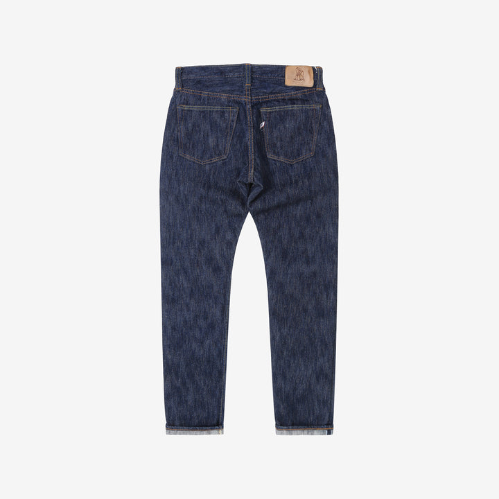 Pure Blue Japan kasuri indigo selvedge denim relaxed tapered jeans Japan back