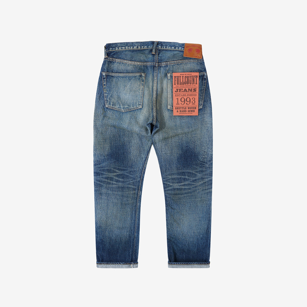 Fullcount 1103 Badass selvedge denim used wash relaxed tapered jeans Japan exclusive back
