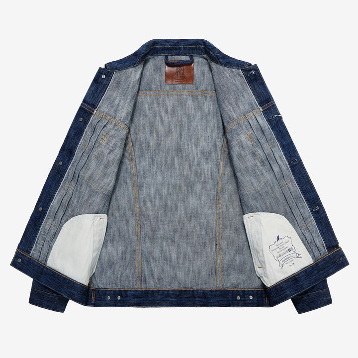 Pure Blue Japan 6225-L 14.5oz Waterfall Denim Type 2 Jacket - Light Indigo Open View