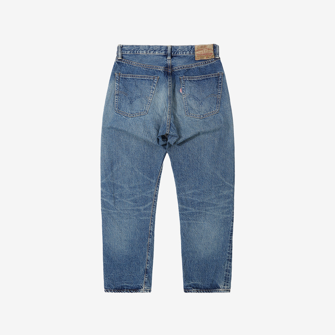 Warehouse 1105 2nd hand selvedge denim jeans vintage wash light indigo tapered fit made in Japan back view