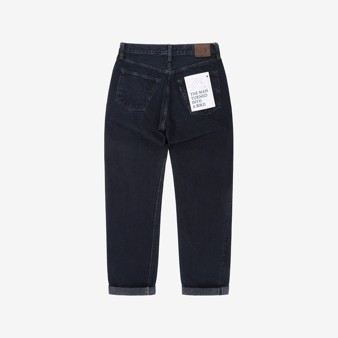 Omoto Denim 0615BCH 13.5oz Selvedge Sumi Overdyed Denim - Relaxed Tapered Fit Made in Japan - Back View