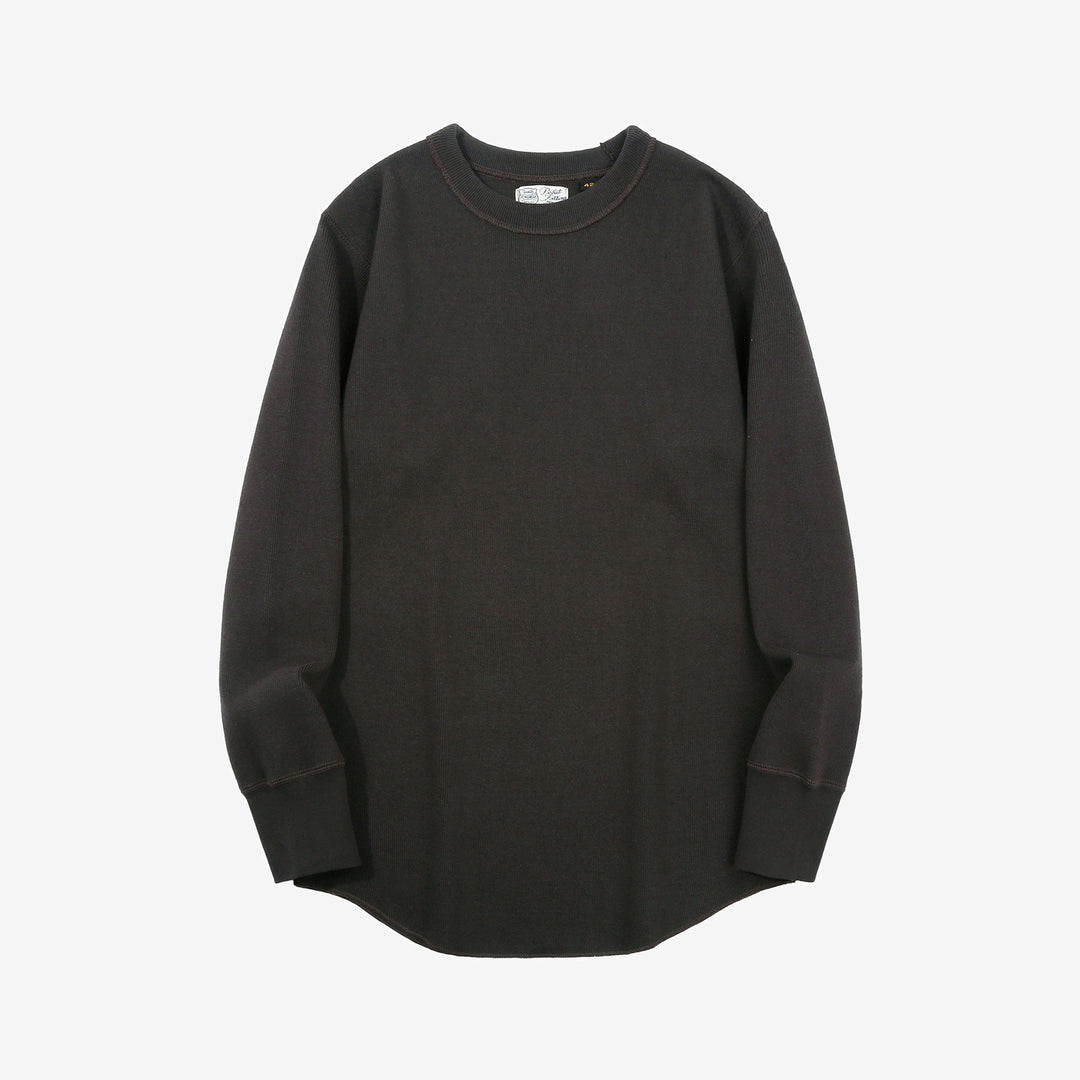 Freewheelers heavyweight rib knit long sleeve t shirt crew neck underwear Japan black front