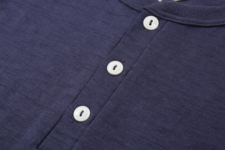 Warehouse Lot 4601 Shadow Border Slub Yarn Henley T-Shirt Made in Japan Eggplant Placket