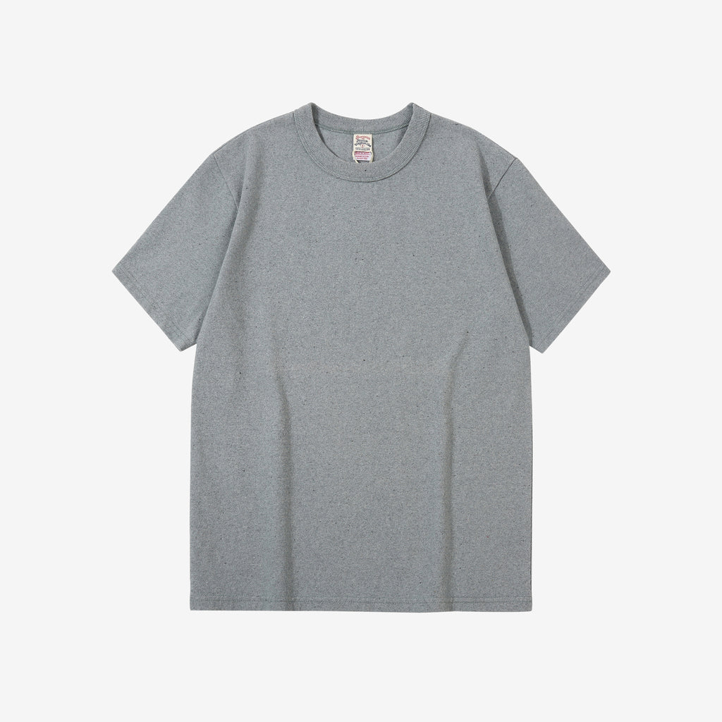 UES recycled denim short sleeve T-shirt made in Japan indigo sax blue front view