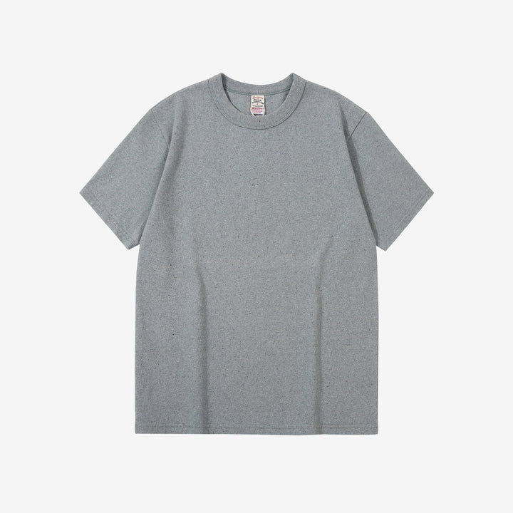 UES recycled denim short sleeve T-shirt made in Japan indigo sax blue front view