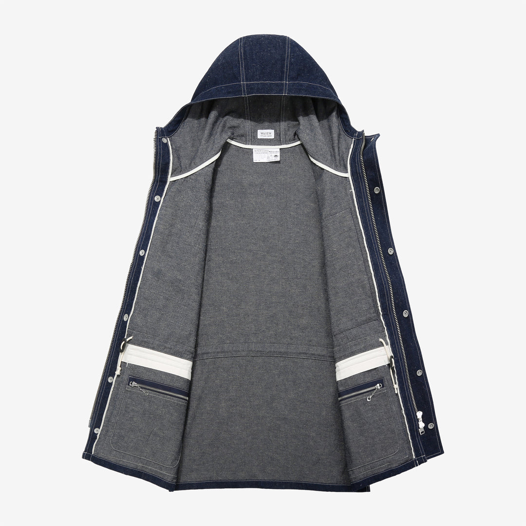 WASEW WSW-25S-001 10oz jelt denim mountain parka hooded jacket made in Japan lightweight denim outerwear inside
