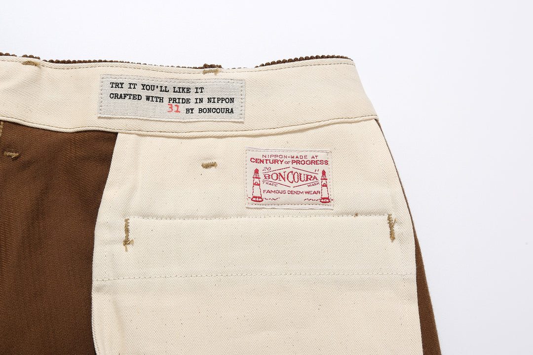 Boncoura 8W "kōruten" Corduroy 41 Trousers - Brown
