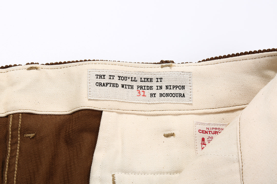 Boncoura 8W "kōruten" Corduroy 41 Trousers - Brown