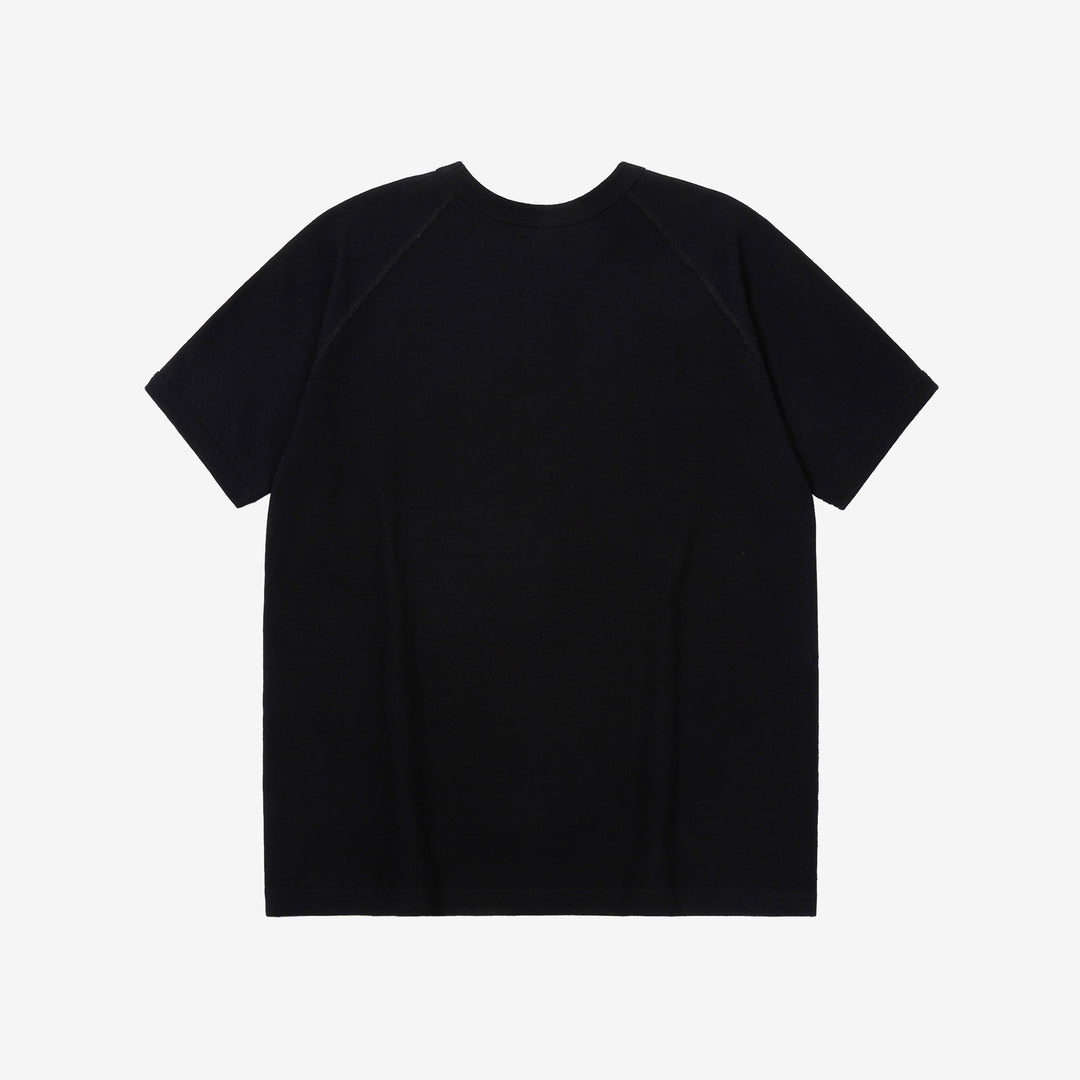 Pure Blue Japan 5411-IDBK Heavyweight Indigo + Black Slub Jersey T-Shirt Raglan Sleeve Made in Japan Back View