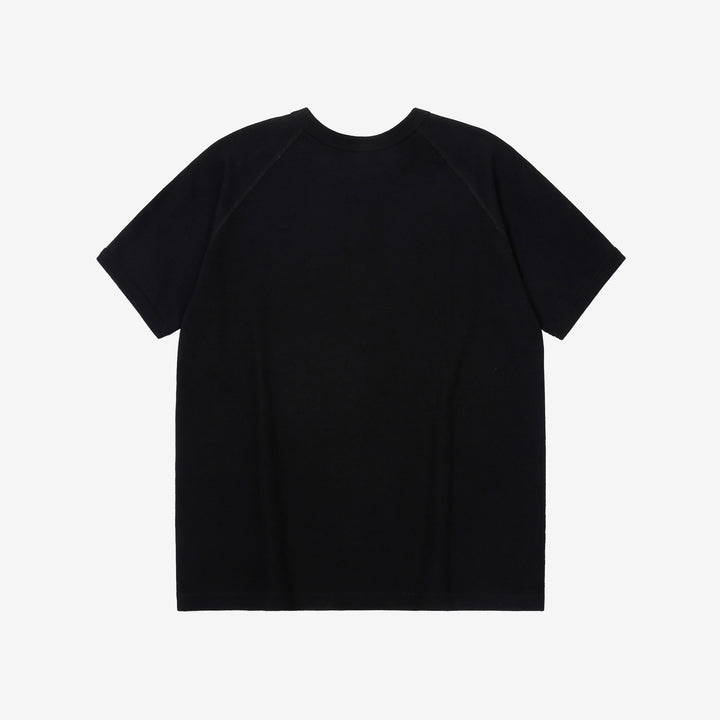 Pure Blue Japan 5411-IDBK Heavyweight Indigo + Black Slub Jersey T-Shirt Raglan Sleeve Made in Japan Back View