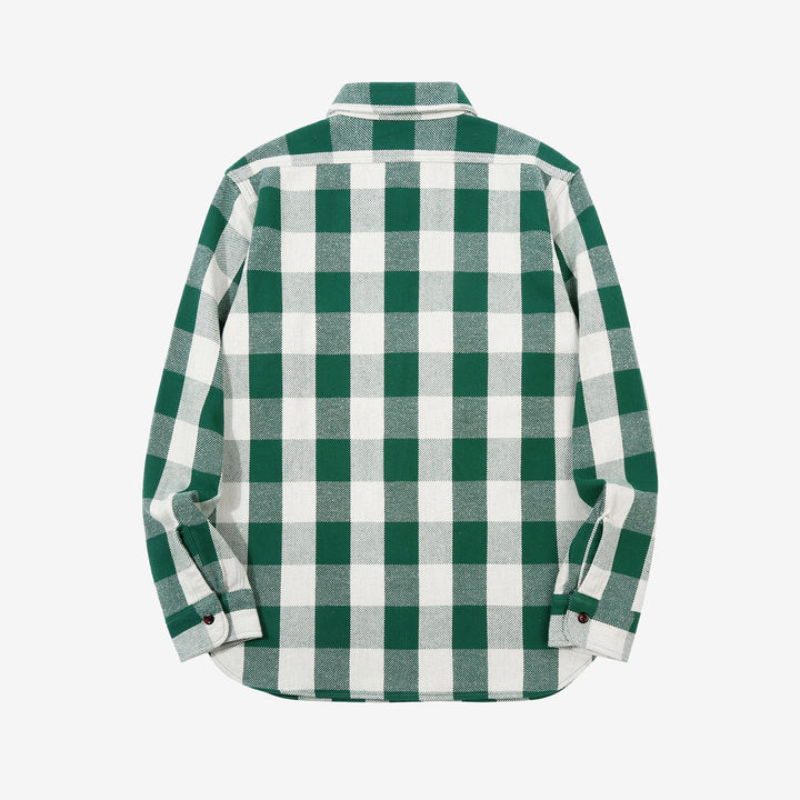 Warehouse Lot 3104 selvedge buffalo check flannel shirt long sleeve made in Japan cotton back view