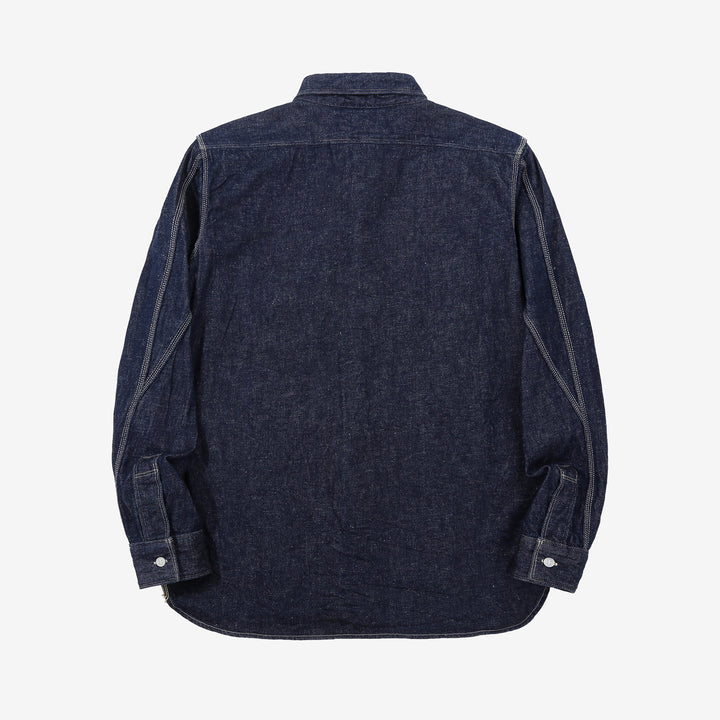 Samurai Jeans SJWS-SC02W 10oz selvedge denim work shirt back view