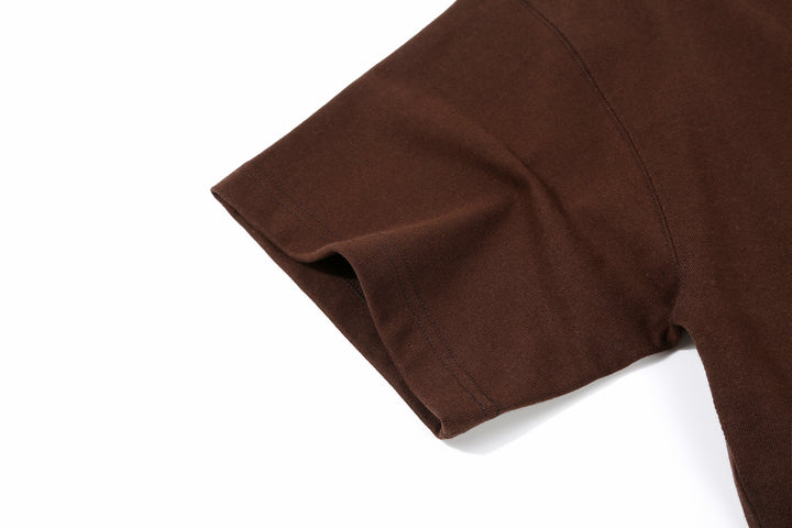 Boncoura High Density Heavyweight Pocket T-Shirt Made in Japan Brown Sleeve