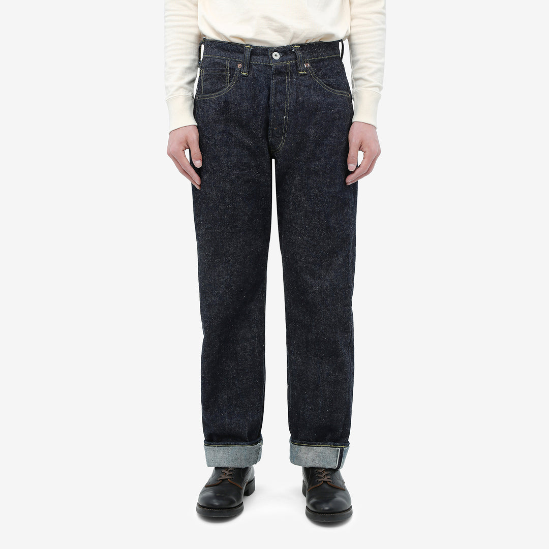 Samurai Jeans S2000HX 15oz Otokogi selvedge denim wide straight fit WWII model front view wear image