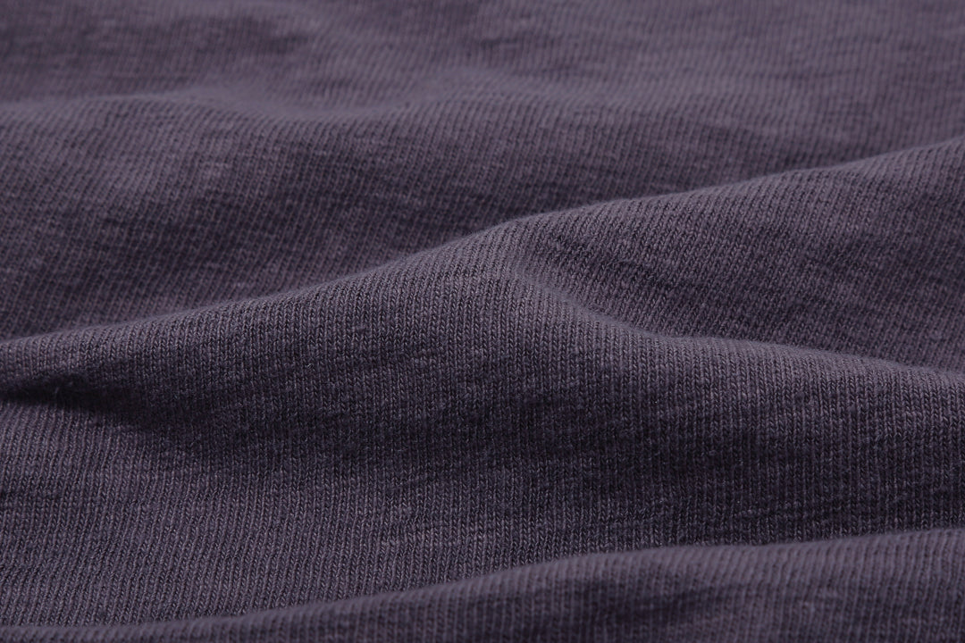 UES 652321 No.8 Slub Yarn Heavyweight T-Shirt – Eggplant Slub Nep Fabric Texture