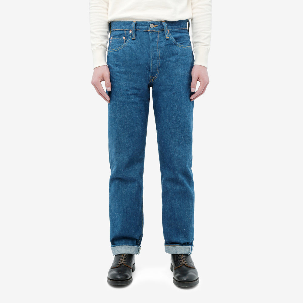 Pure Blue Japan GRE-003 greencast indigo selvedge denim regular straight jeans Made in Japan wear image front