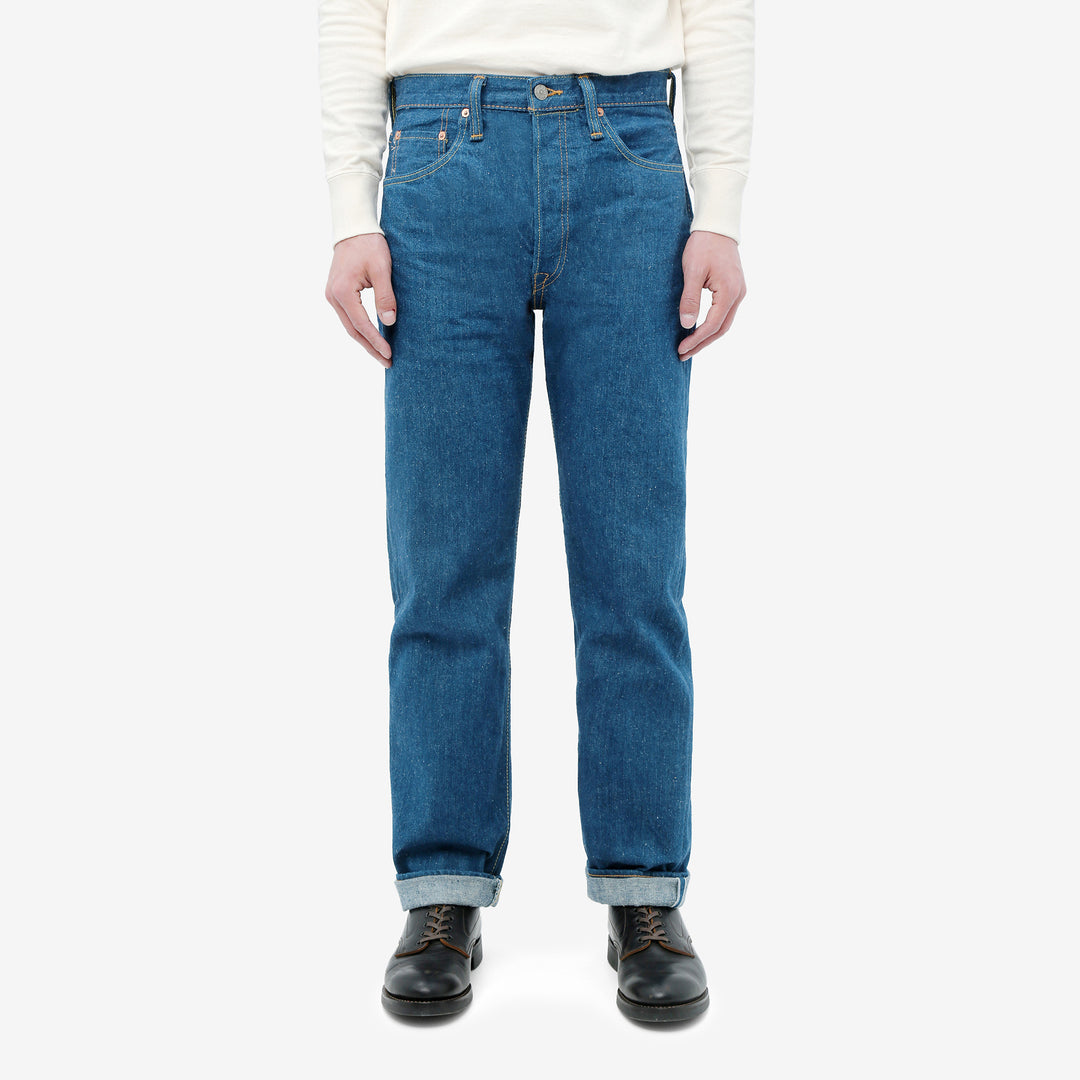 Pure Blue Japan GRE-003 greencast indigo selvedge denim regular straight jeans Made in Japan wear image front