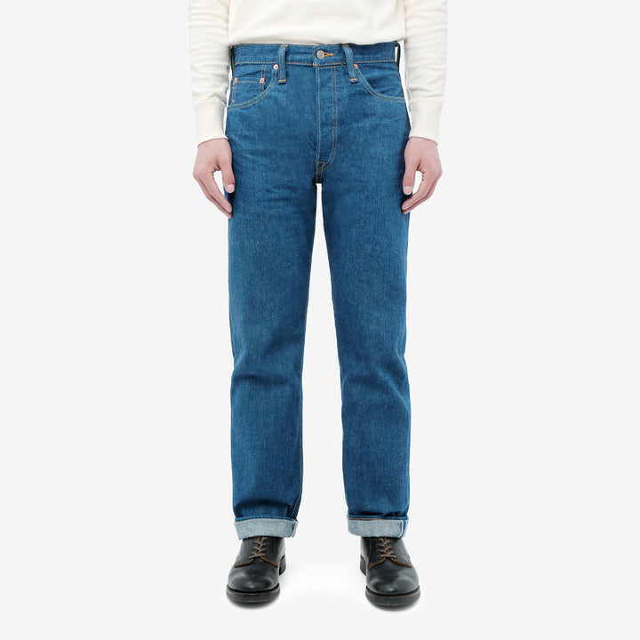 Pure Blue Japan GRE-003 greencast indigo selvedge denim regular straight jeans Made in Japan wear image front