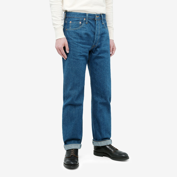 Pure Blue Japan GRE-003 greencast indigo selvedge denim regular straight jeans Made in Japan wear image front side