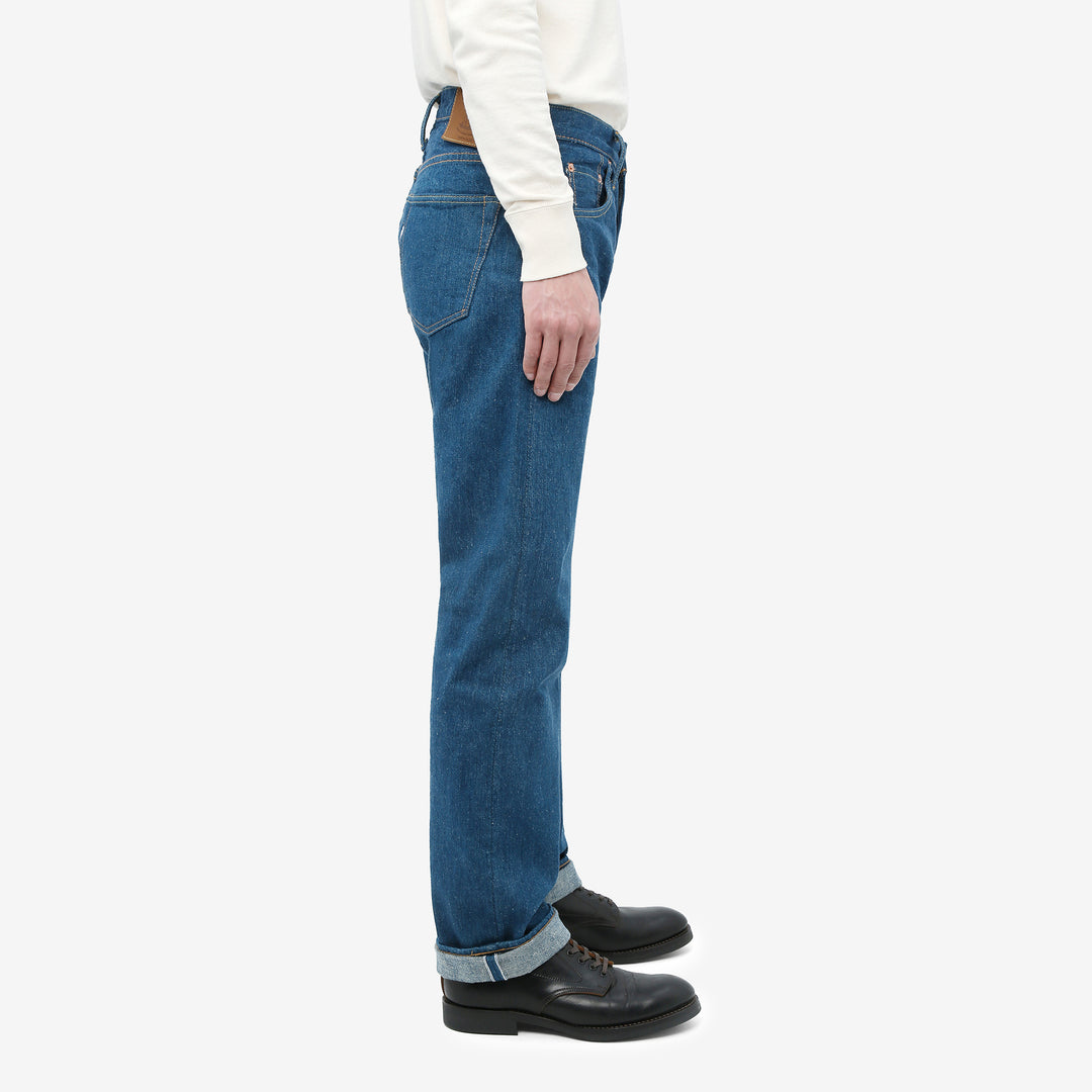 Pure Blue Japan GRE-003 greencast indigo selvedge denim regular straight jeans Made in Japan wear image side