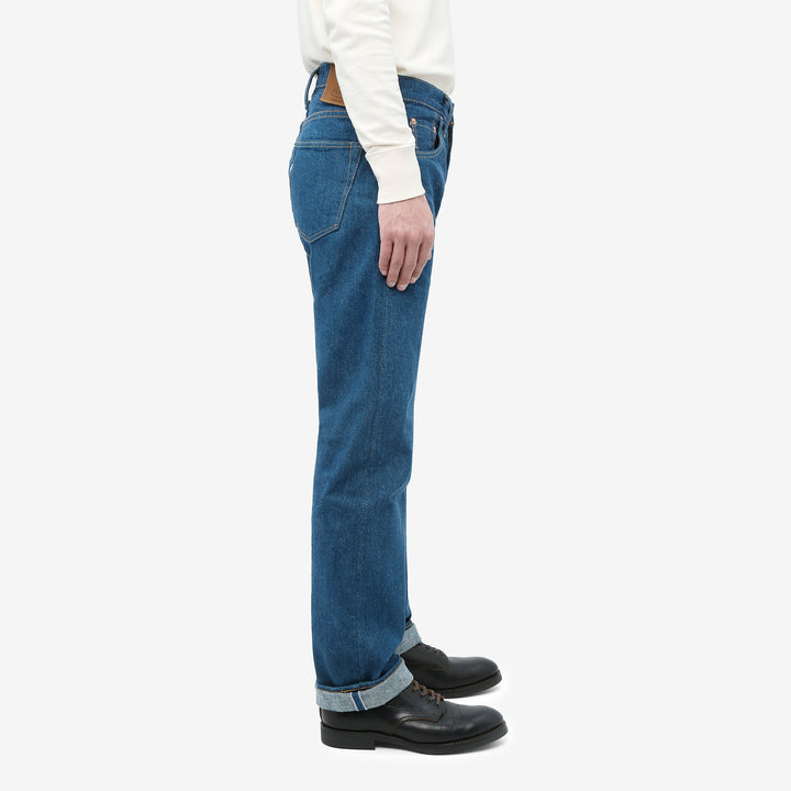 Pure Blue Japan GRE-003 greencast indigo selvedge denim regular straight jeans Made in Japan wear image side
