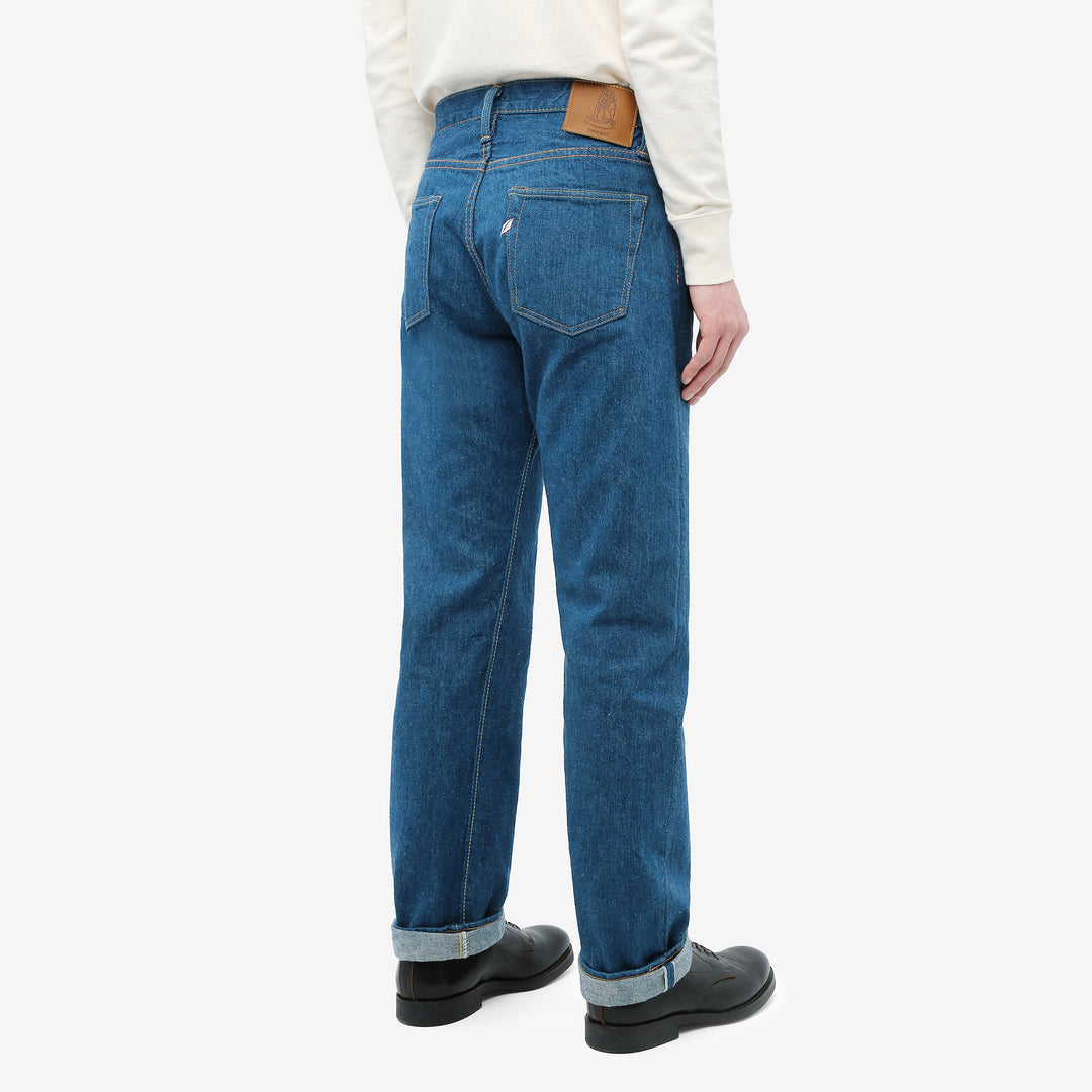 Pure Blue Japan GRE-003 greencast indigo selvedge denim regular straight jeans Made in Japan wear image back side
