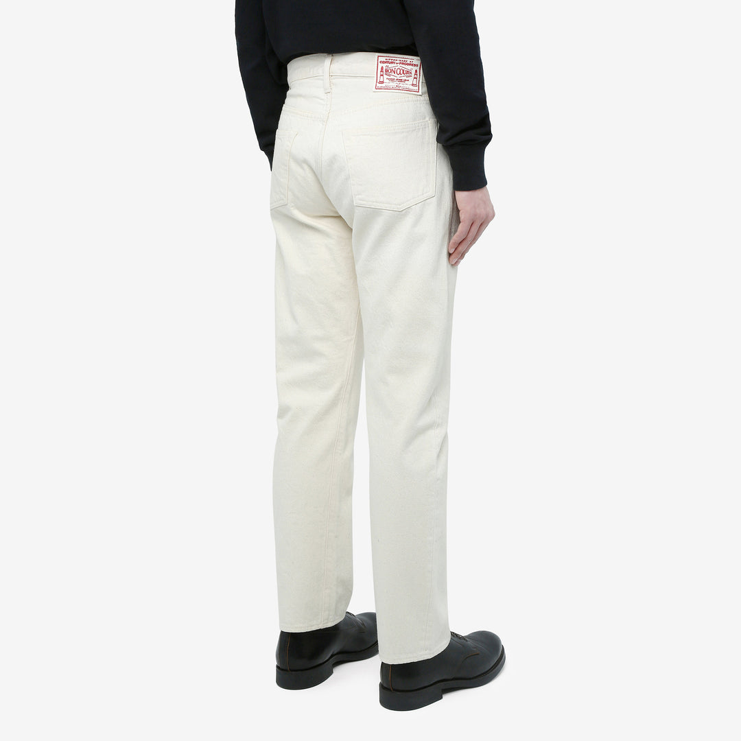 boncoura 66 15oz selvedge off white denim slim straight fit