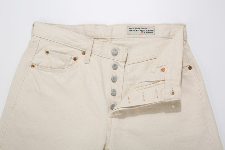 boncoura 66 15oz selvedge off white denim slim straight fit