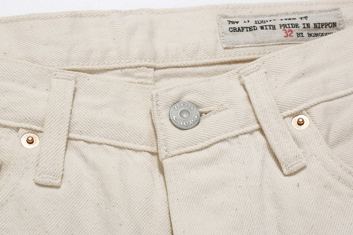 boncoura 66 15oz selvedge off white denim slim straight fit