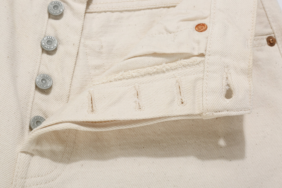 Boncoura 66 15oz Selvedge Off White Denim - Modern Straight Fit