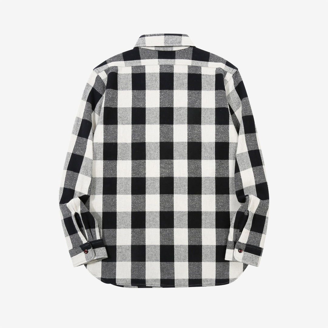 Warehouse Lot 3104 selvedge flannel shirt long sleeve check pattern made in Japan cotton back view