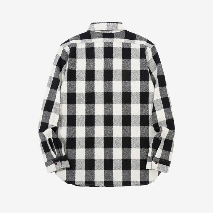Warehouse Lot 3104 selvedge flannel shirt long sleeve check pattern made in Japan cotton back view