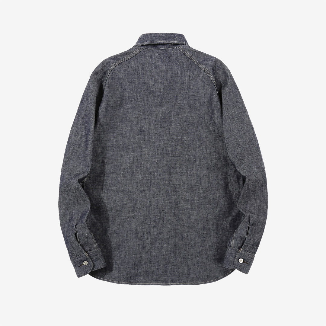 Deluxeware 7640 10.5oz selvedge denim work shirt made in Japan indigo denim shirt back