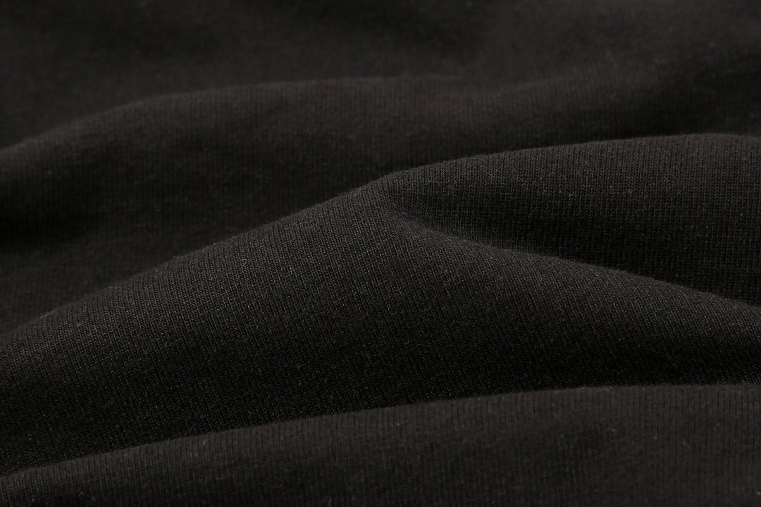 Boncoura High Density Heavyweight Pocket T-Shirt Made in Japan Fabric Close Up Black