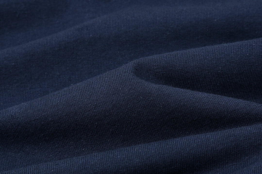 Boncoura High Density Heavyweight Pocket T-Shirt Made in Japan Fabric Close Up Navy