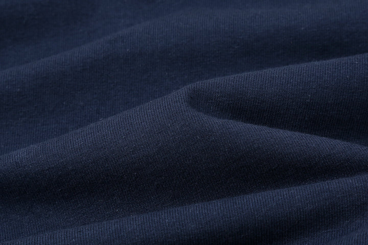 Boncoura High Density Heavyweight Pocket T-Shirt Made in Japan Fabric Close Up Navy