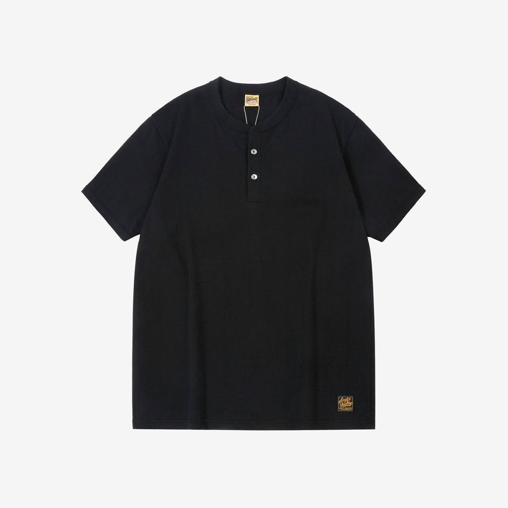 Deluxeware SDHT-00 10.5oz loopwheeled henley t-shirt made in Japan heavyweight black