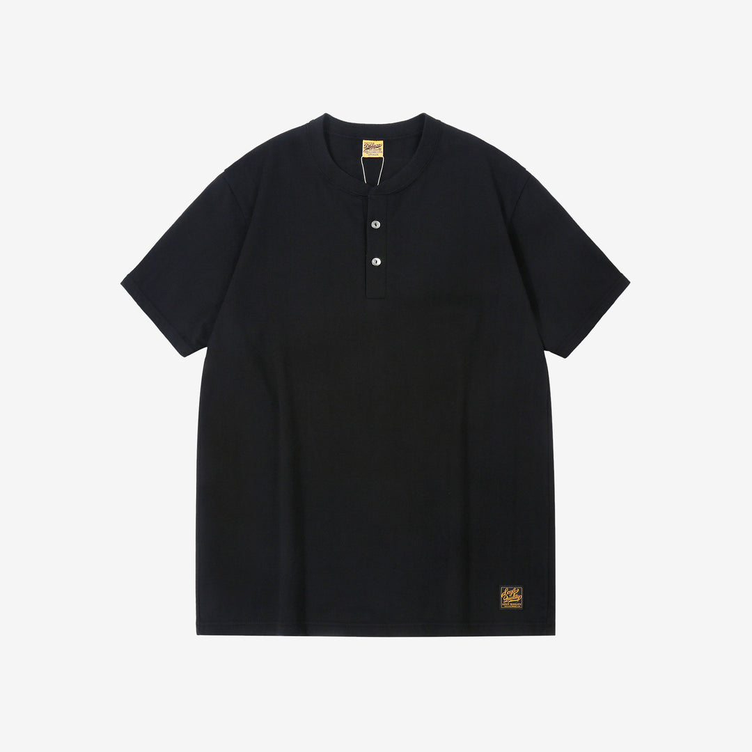 Deluxeware SDHT-00 10.5oz loopwheeled henley t-shirt made in Japan heavyweight black