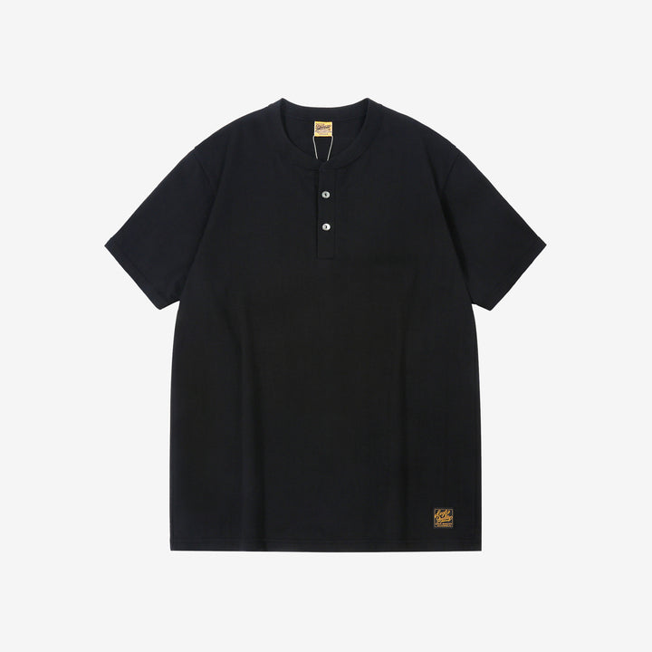 Deluxeware SDHT-00 10.5oz loopwheeled henley t-shirt made in Japan heavyweight black