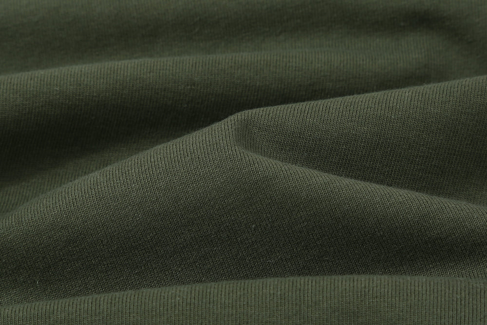 Boncoura High Density Heavyweight Pocket T-Shirt Made in Japan Olive Fabric Close Up